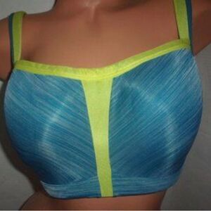 Le Mystere Women Sport Bra Size 34DD/E Blue Neon